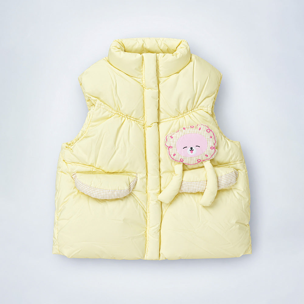 Little Surprise Box Yellow Teddy Puffer Sleeveless Winter Jacket for Kids