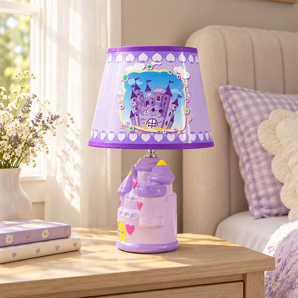 Little Surprise Box, Pink Princess ceramic Castle side Bed Table Lamp, Kids Room Decor