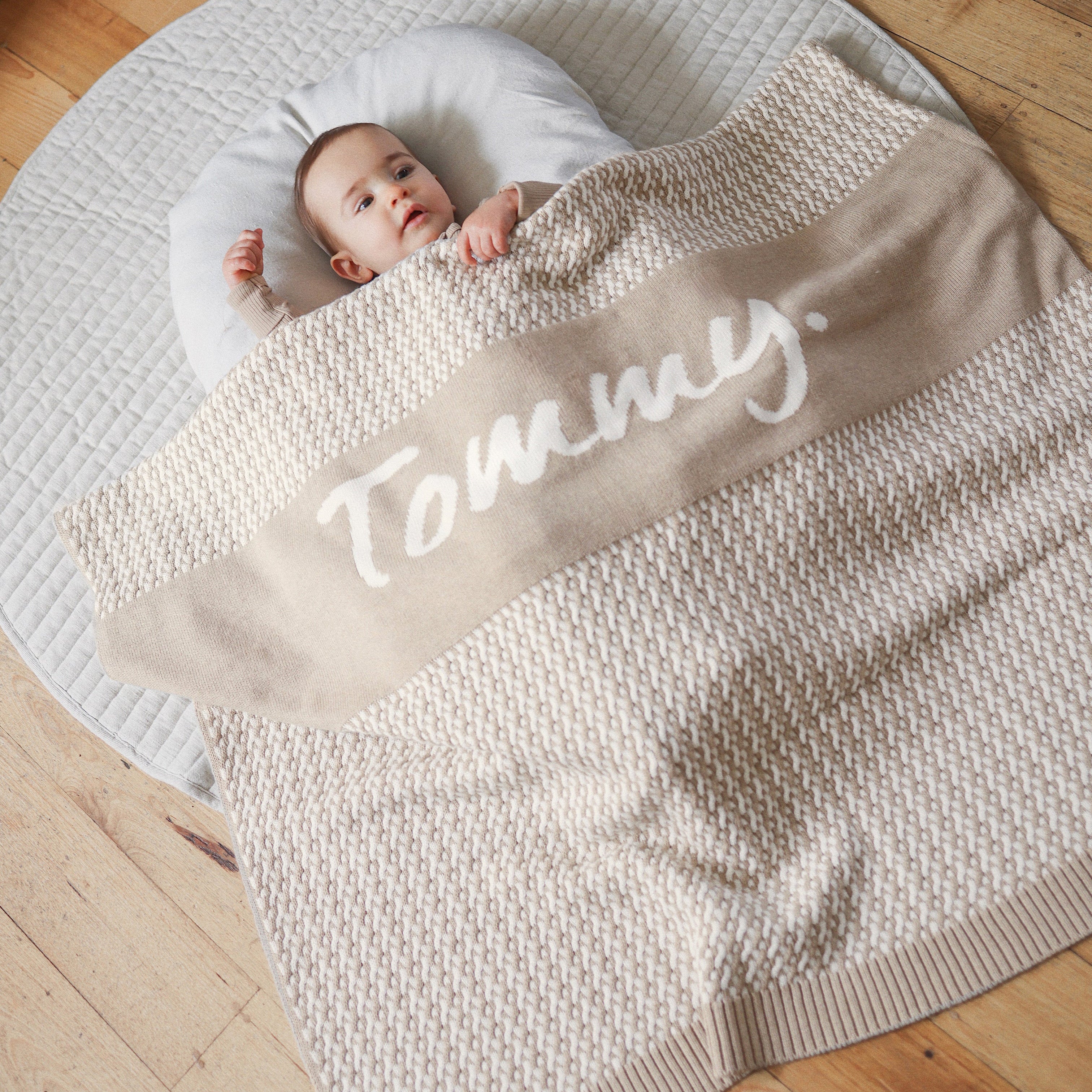 Personalised Name Blanket Collection - Namely Co - Herringbone - Light Camel
