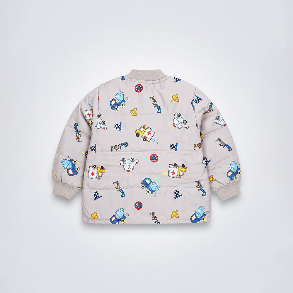 Little Surprise Box Grey Dumper Quilted Bomber Winter Jacket for Kids