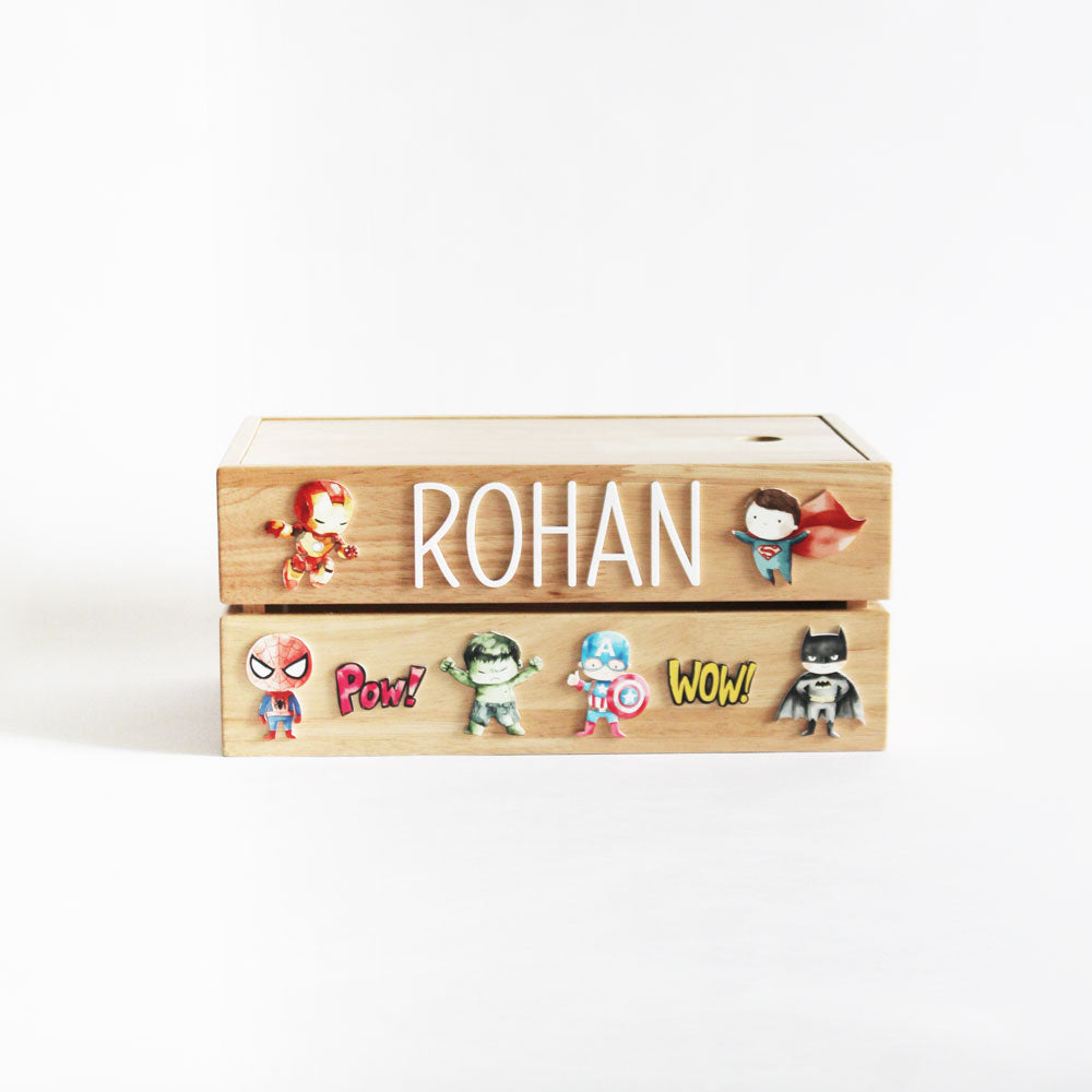 Personalized Wooden Storage Box - Multiple Designs - Super Hero Theme - image 2