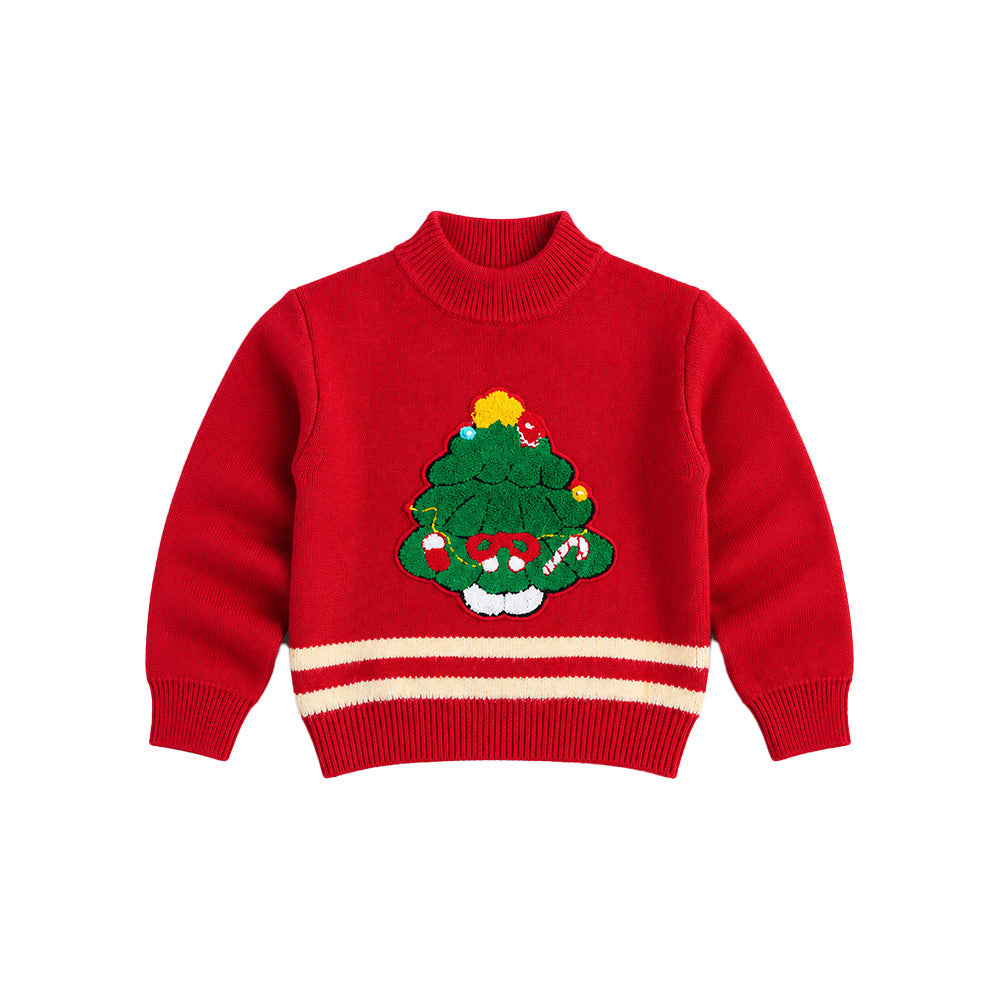 Little Surprise Box, XMAS Tree Star Knitted Winter Cardigan, Christmas Sweater for Kids
