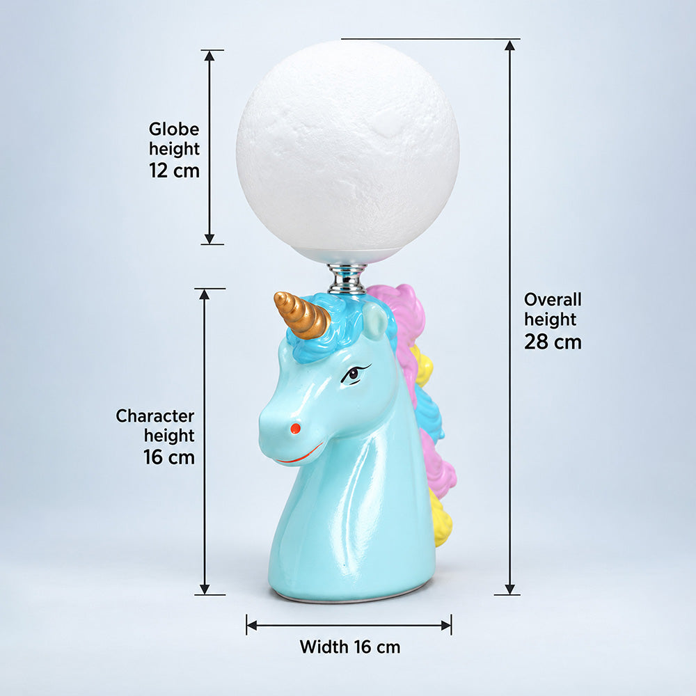 Little Surprise Box, White ceramic Unicorn Moon, side Bed Table Lamp, Kids Room Decor