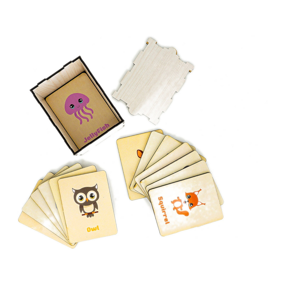 iLearnNGrow Wooden Animal Matching and Memory Card Game with Storage Box