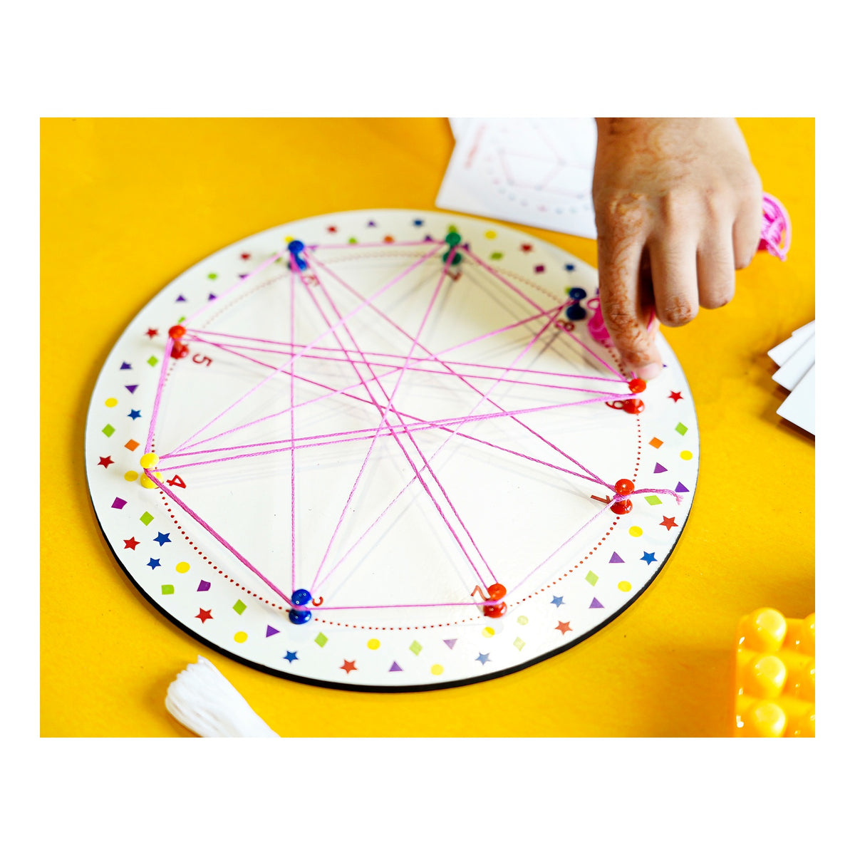 iLearnNGrow Winding Thread Pattern Board with 30 plus pattern cards for Kids Motor Skill Development