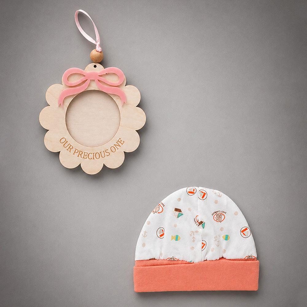 Little Surprise Box 9 Pcs Newborn Baby All Season Wear Net Gift Hamper Set - 0-6M - Peach Fishy - image 7