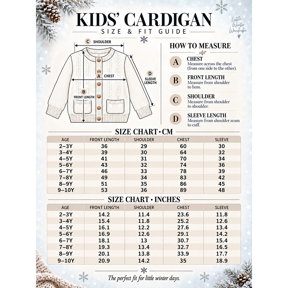Little Surprise Box, Blue Bow & Pom-Pom Knitted Winter Cardigan Sweater for Girls
