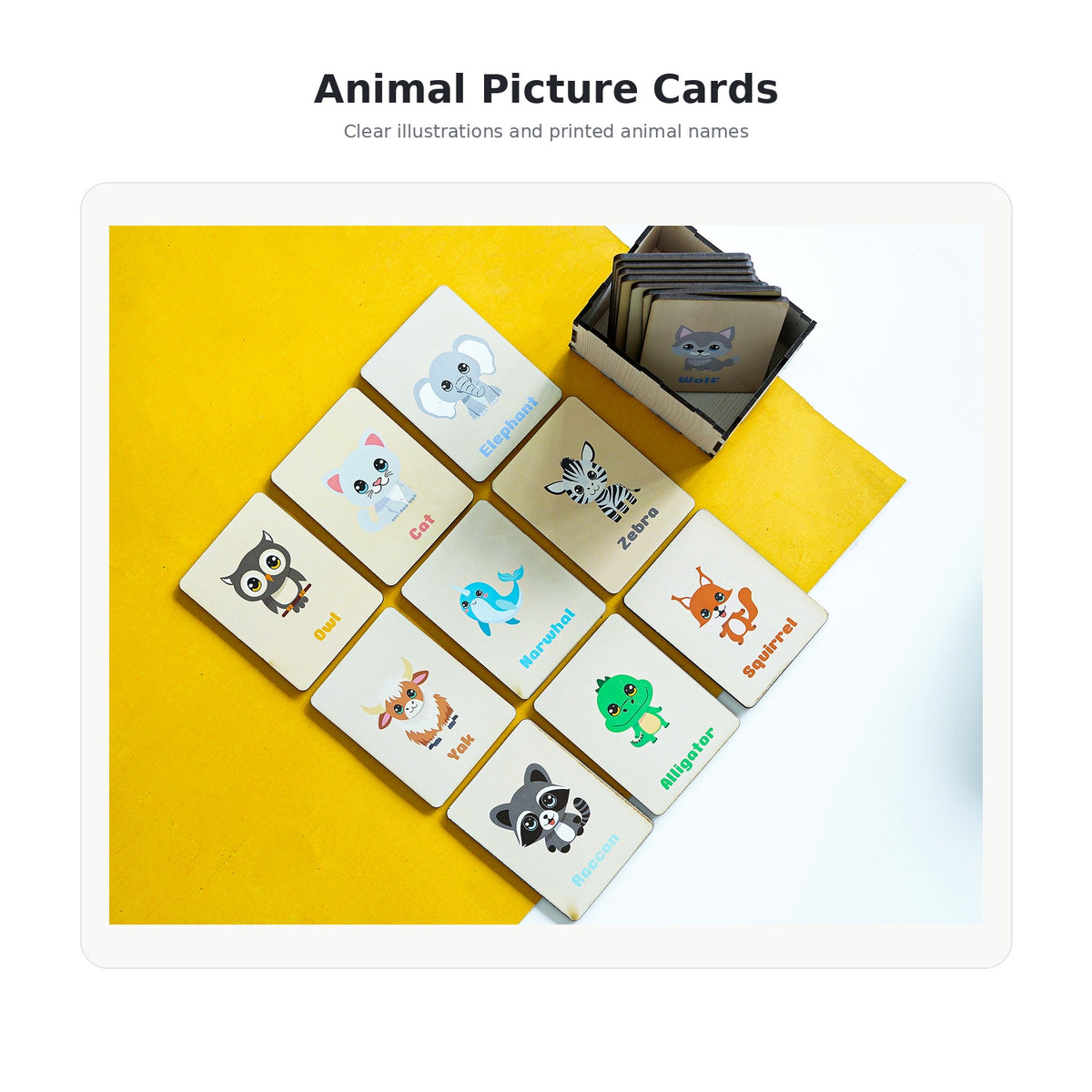 iLearnNGrow Wooden Animal Matching and Memory Card Game with Storage Box