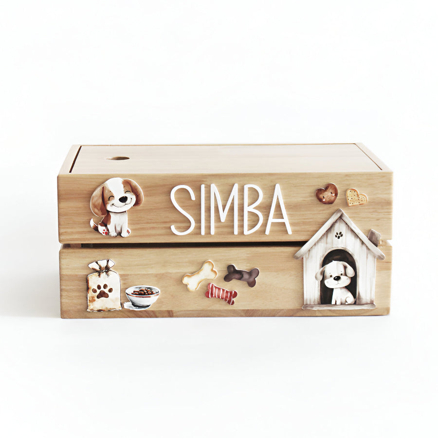 Personalized Wooden Storage Box - Multiple Designs - Doggy Theme - image 2