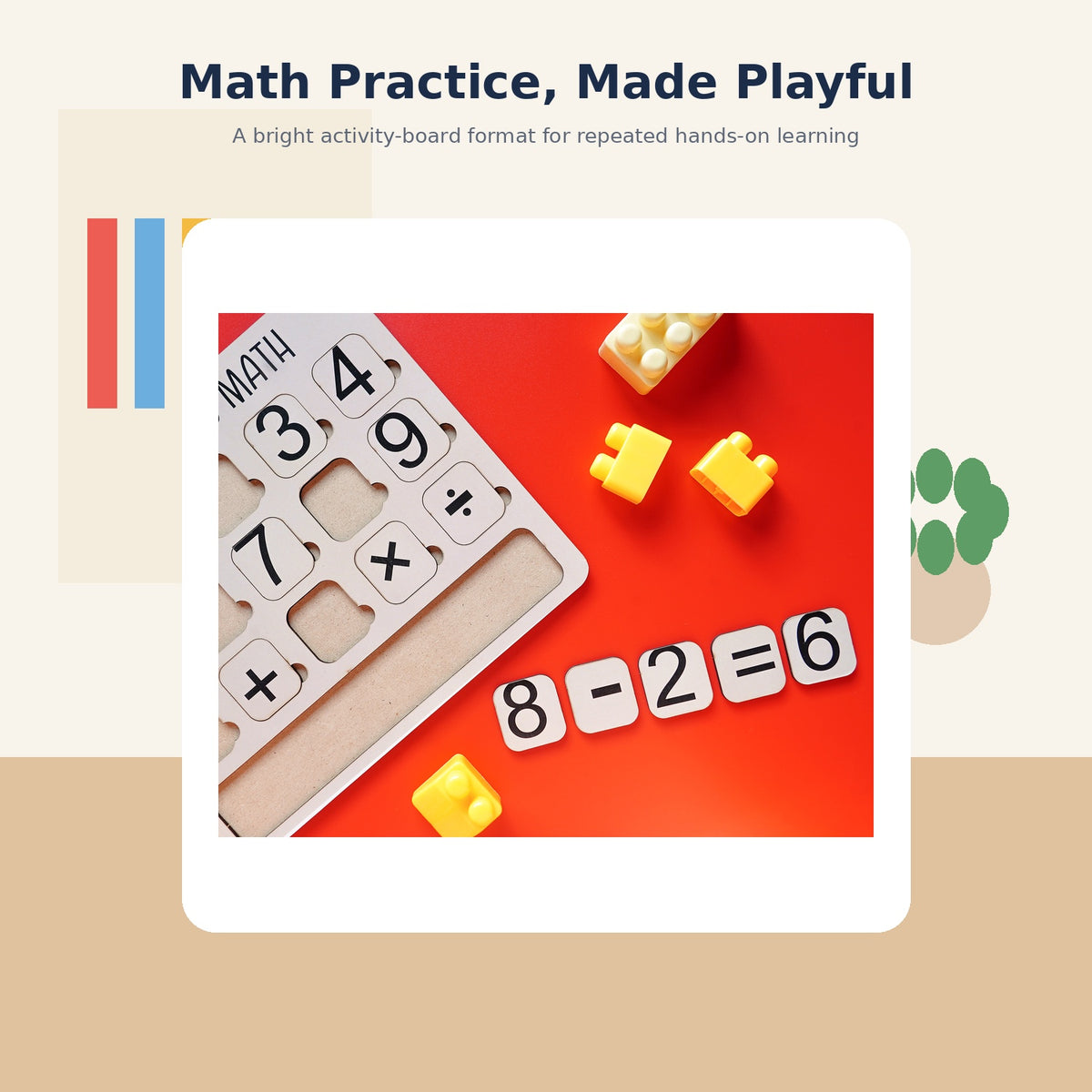 iLearnNGrow I Am Learning Math Wooden Number and Operator Board Game