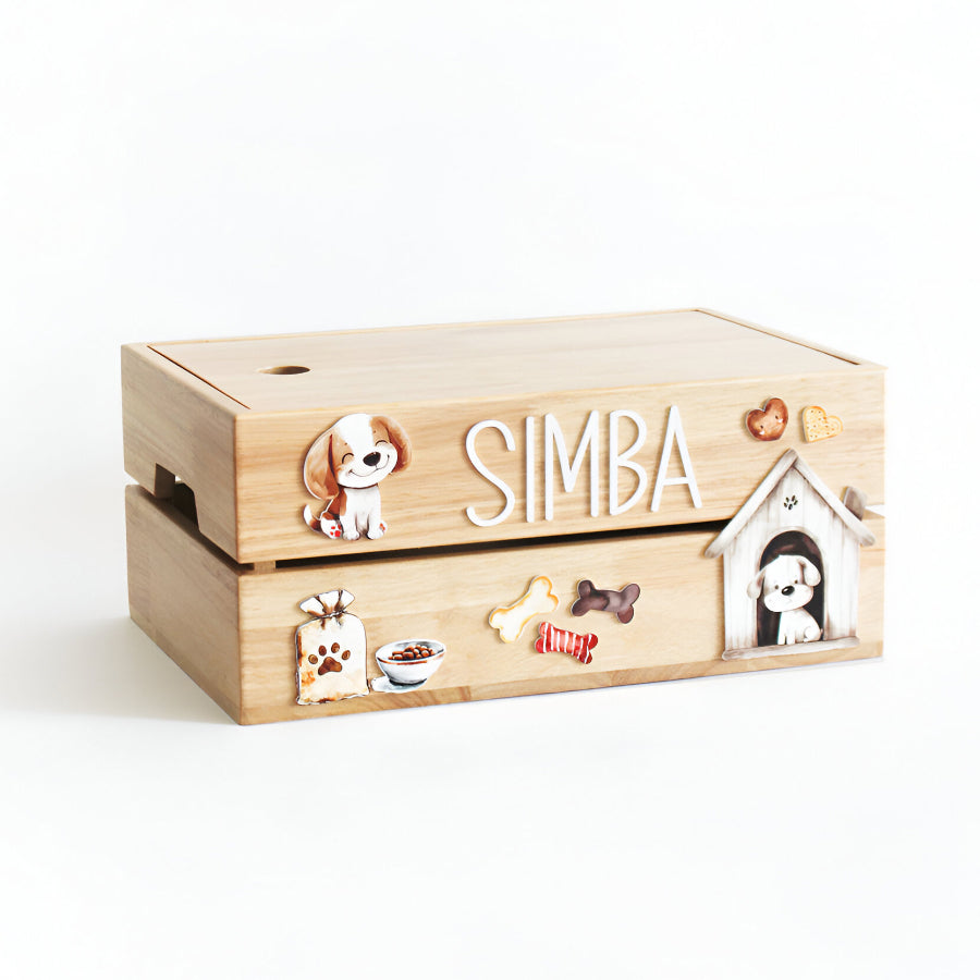 Personalized Wooden Storage Box - Multiple Designs - Doggy Theme - image 1