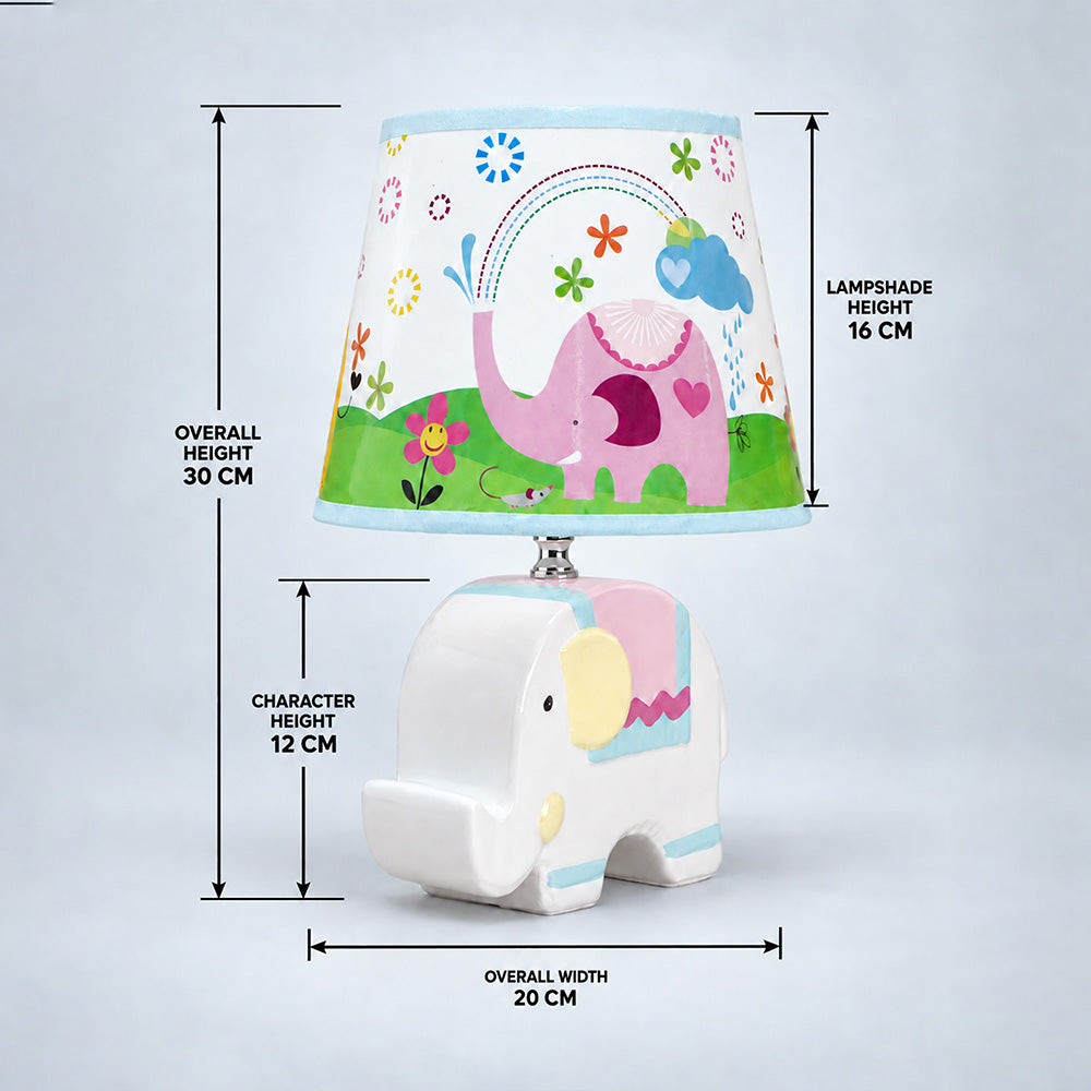 Little Surprise Box, Pink ceramic Elephant side Bed Table Lamp, Kids Room Decor
