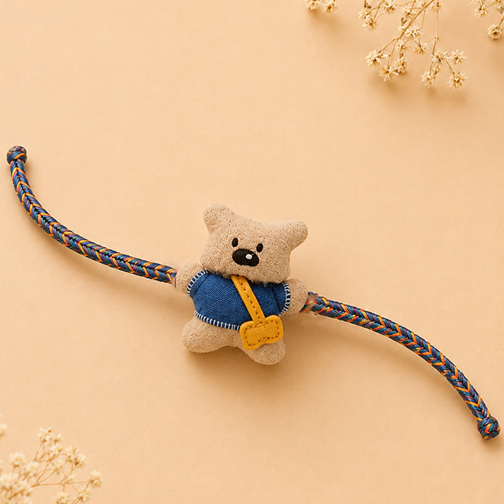 Dual-Style Plush Rakhi & Brooch for Kids - Sling Bag Bear image 5