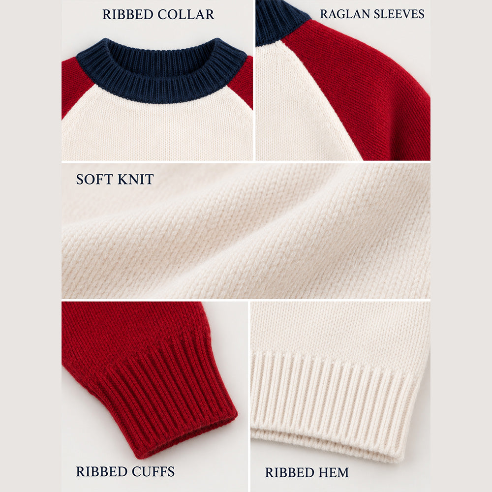 Little Surprise Box, Cream & Maroon Sporty Bear Winter Cardigan, Christmas Sweater for Kids