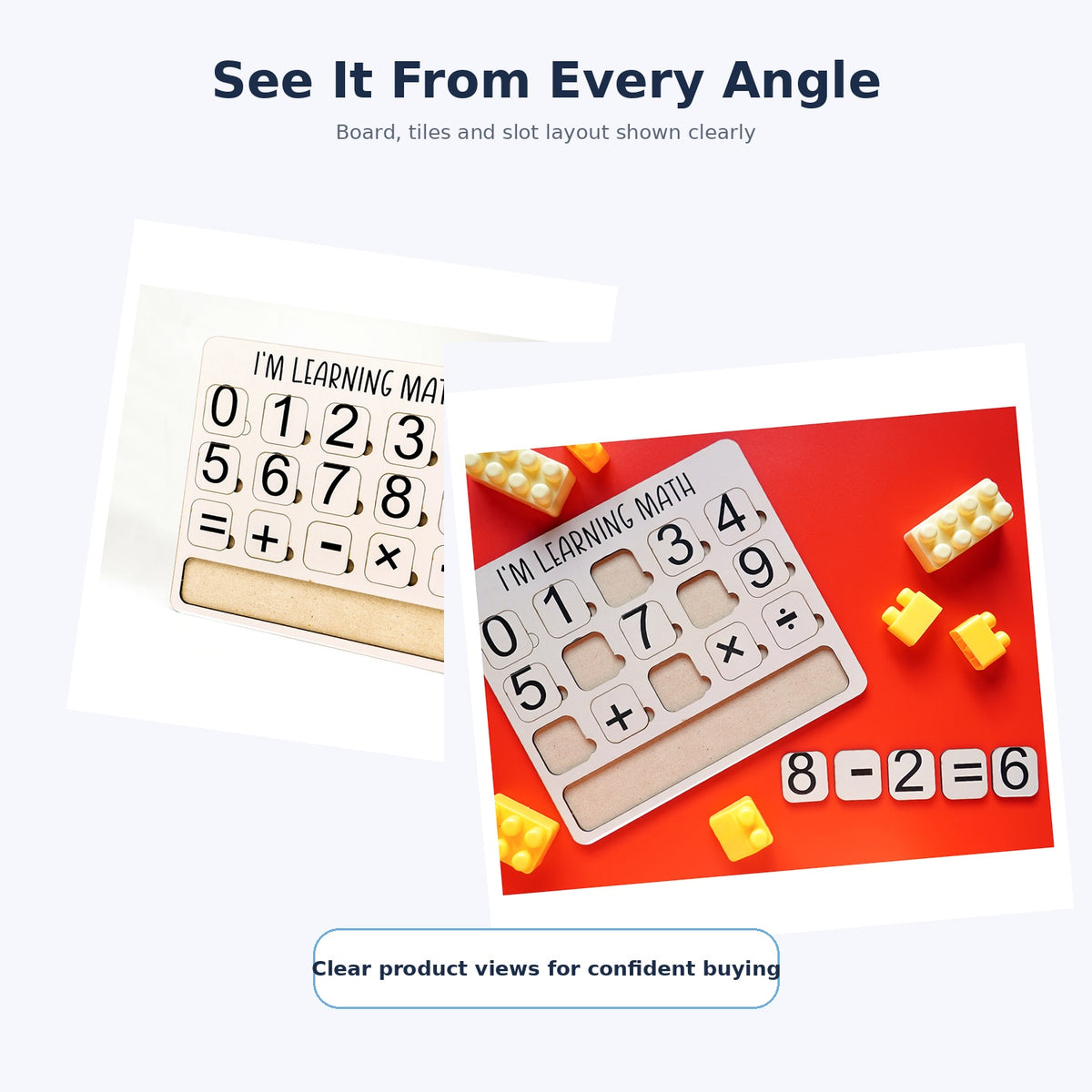 iLearnNGrow I Am Learning Math Wooden Number and Operator Board Game