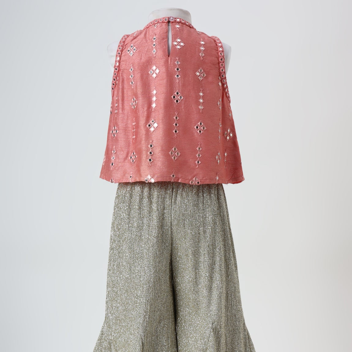 Mirror Embroidered Crop Top & Palazzo Set