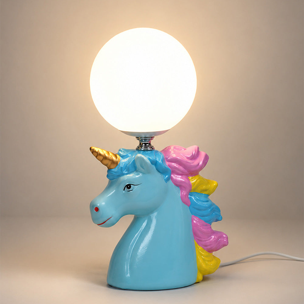 Little Surprise Box, White ceramic Unicorn Moon, side Bed Table Lamp, Kids Room Decor