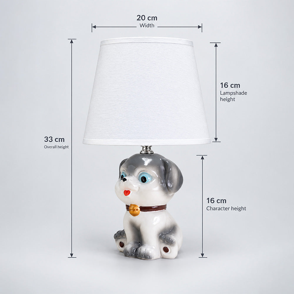 Little Surprise Box, Brown ceramic Dog side Bed Table Lamp, Kids Room Decor
