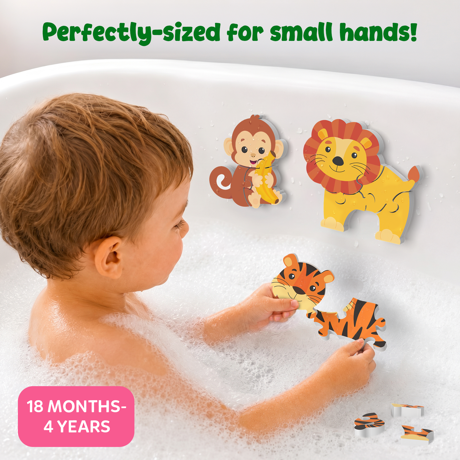 Skillmatics Bathtime Puzzles – Floating Foam Animal Puzzles - Wild Animals