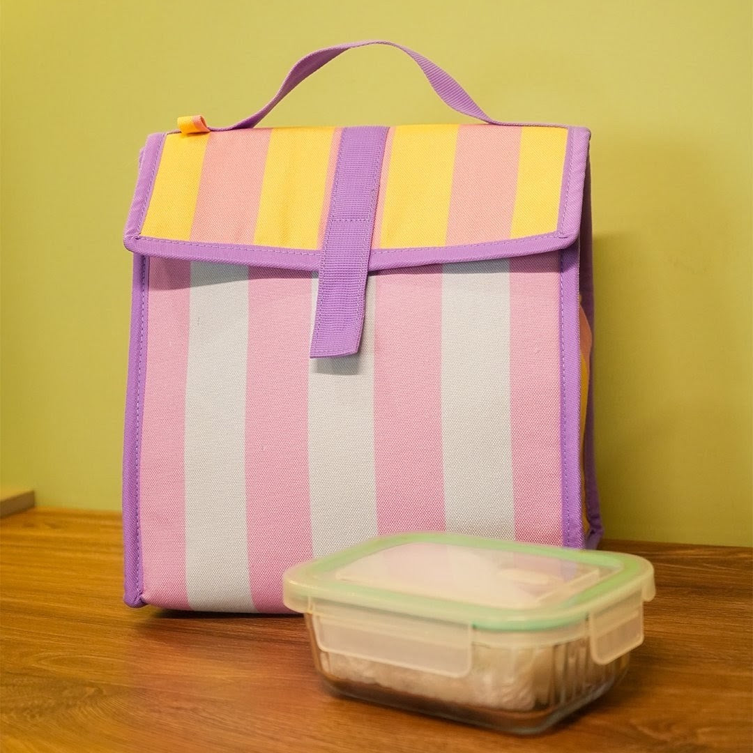 Timeless Stripes Personalized Kids Foldover Lunch Bag - Tiffin Bag