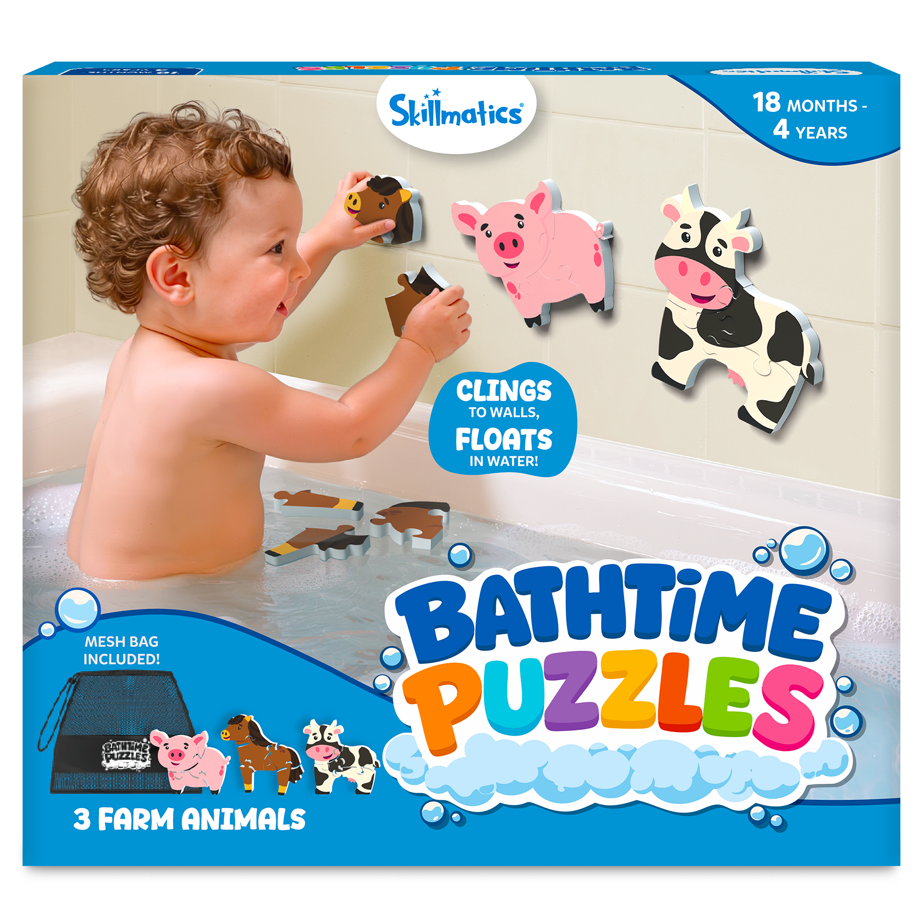 Skillmatics Bathtime Puzzles – Floating Foam Animal Puzzles - Farm Animals