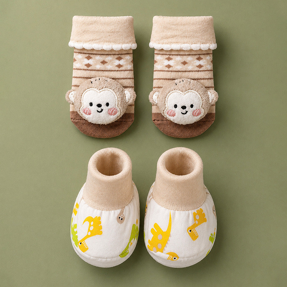 Little Surprise Box 9 Pcs Newborn Baby All Season Wear Net Gift Hamper Set - 0-6M - Beige Animals - image 8
