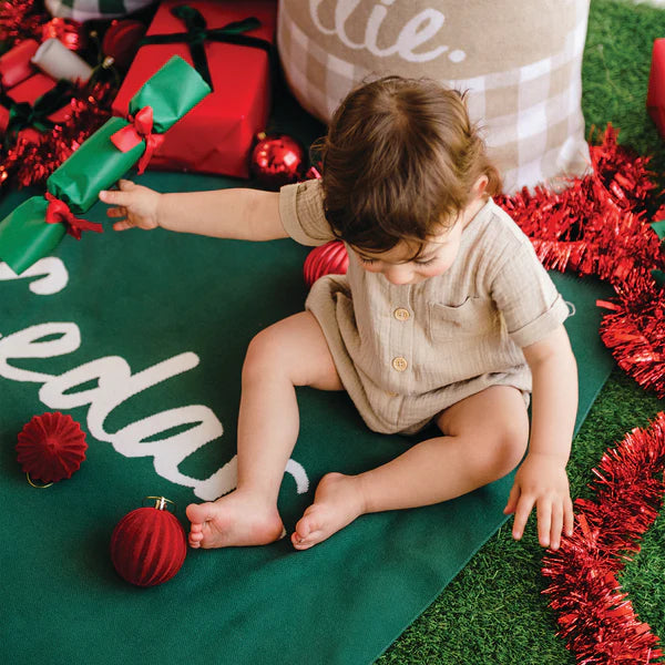 Personalised Name Blanket Collection - Namely Co - Classic Name - Forest Green / Ivory