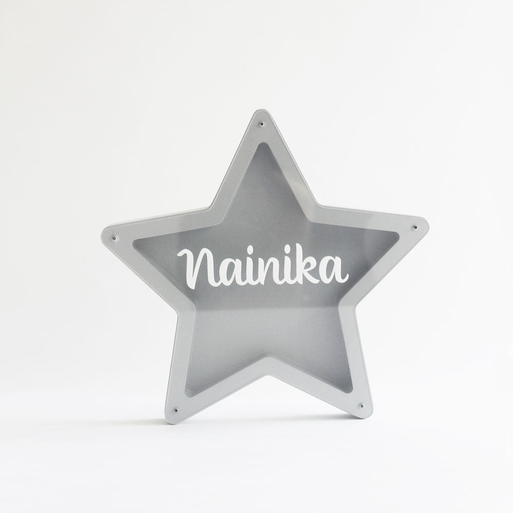 Personalized Star Piggy Bank - Grey - image 1