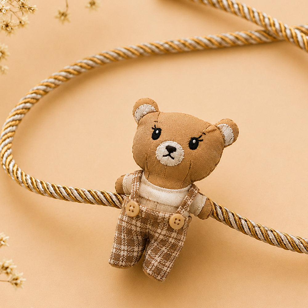 Dual-Style Plush Rakhi & Brooch for Kids - Checks Teddy Bear image 4