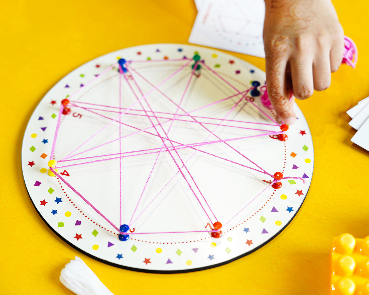 iLearnNGrow Winding Thread Pattern Board with 30 plus pattern cards for Kids Motor Skill Development