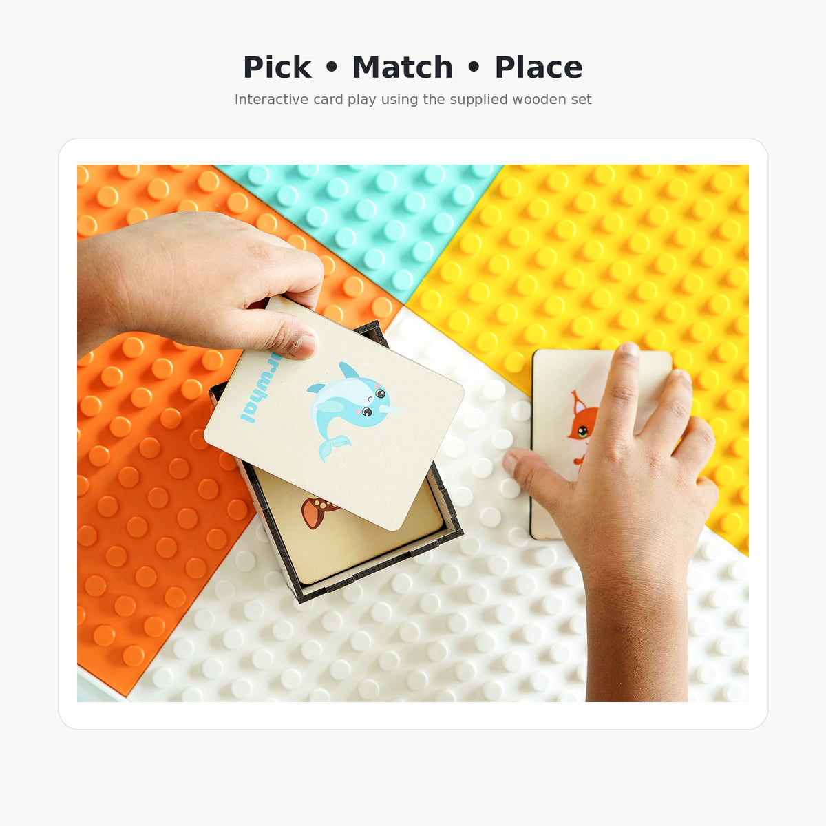iLearnNGrow Wooden Animal Matching and Memory Card Game with Storage Box