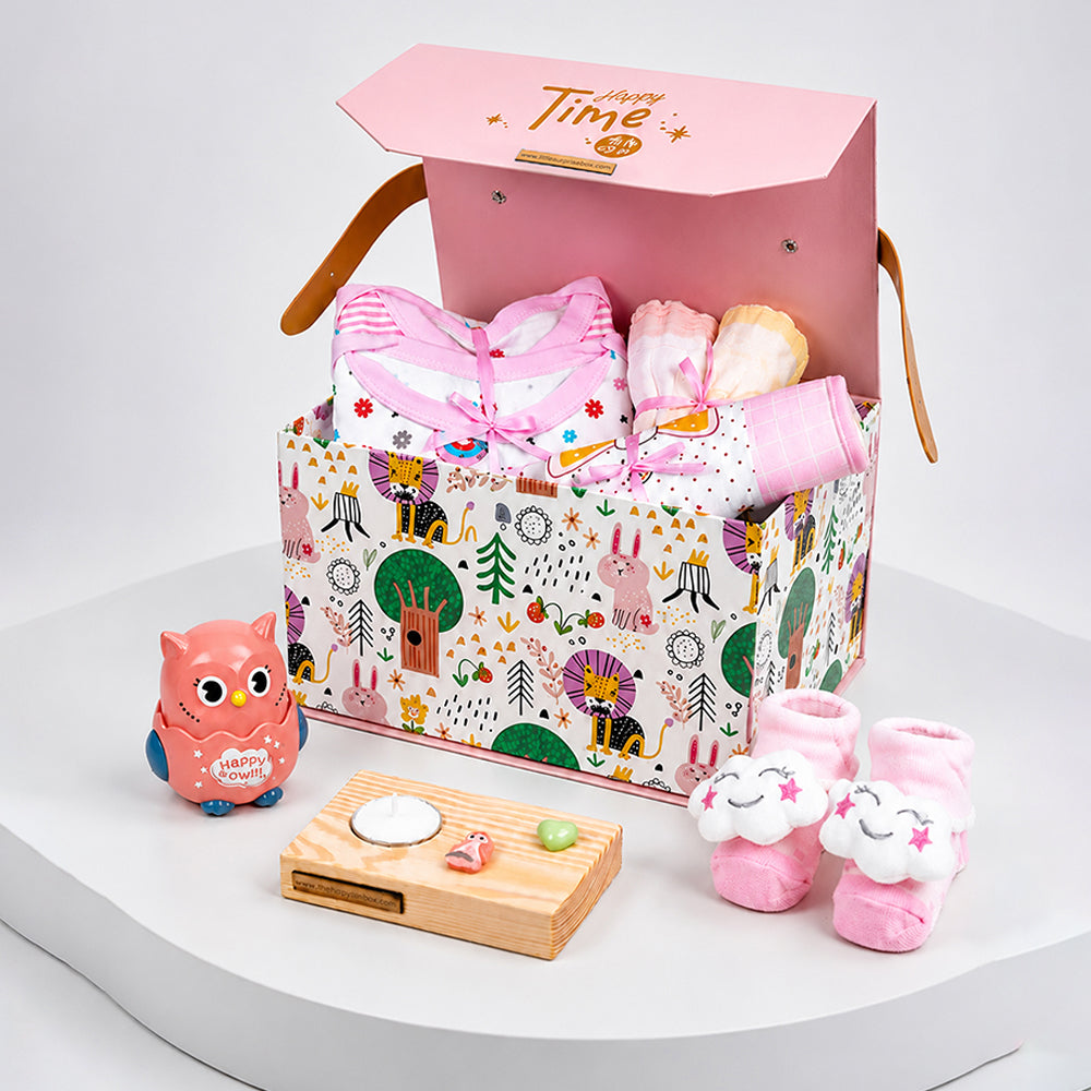 Little Surprise Box 22 pcs, Pink Animals Newborn Baby Girl All Season wear,Gift Hamper set, 0-6 months - image 2