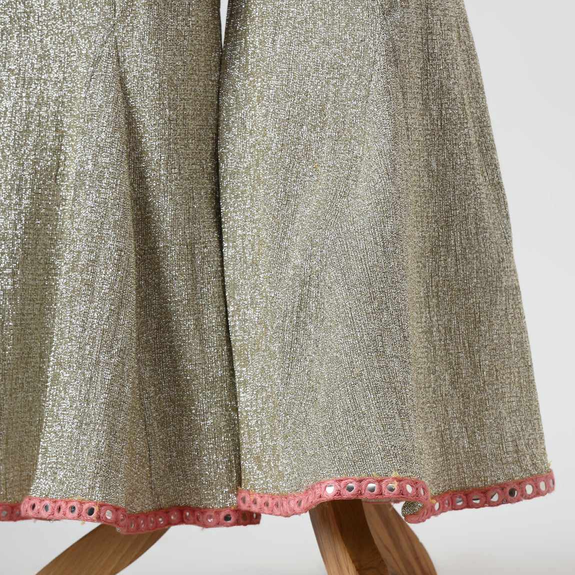 Peach & Silver Grey Mirror Embroidered Crop Top & Palazzo Set - image 4