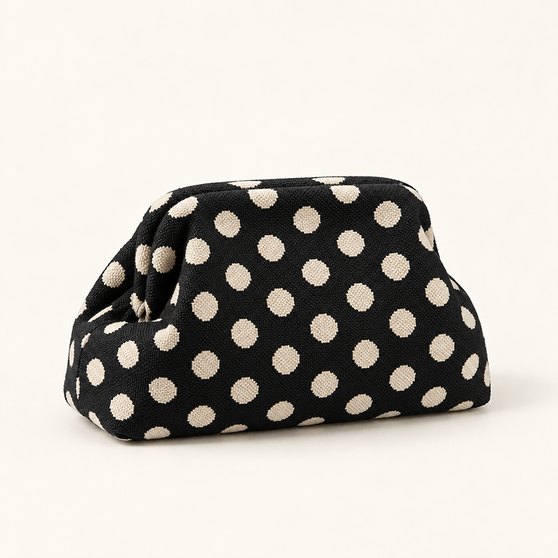 Makuo Pouch - Black And White Polka