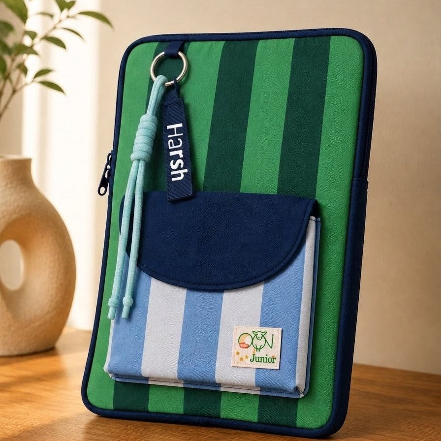 Timeless Stripes Personalized Kids iPad Sleeve - added hanging.png