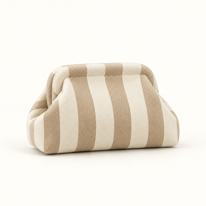 Makuo Pouch - Beige And White Stripes