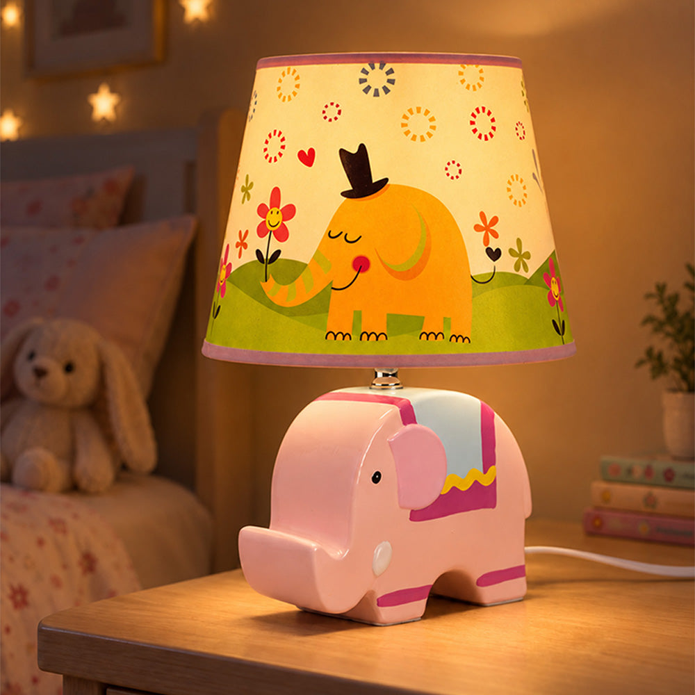 Little Surprise Box, Orange ceramic Dino side Bed Table Lamp, Kids Room Decor