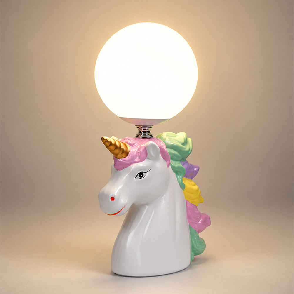 Little Surprise Box, White ceramic Unicorn Moon, side Bed Table Lamp, Kids Room Decor