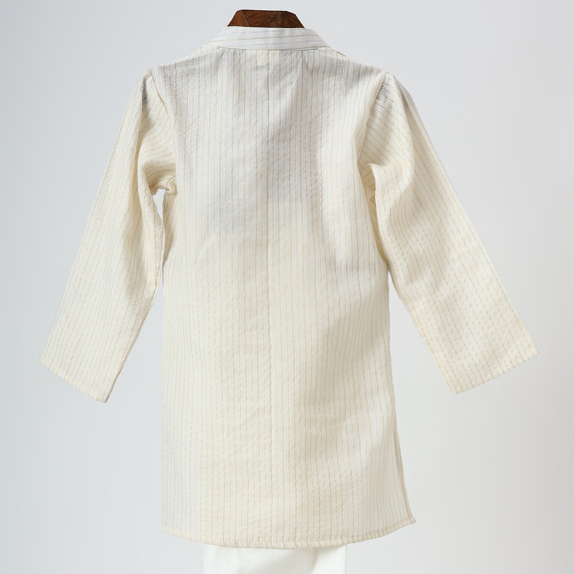 Off White Silver Lurex Kurta Pyjama Set - image 4