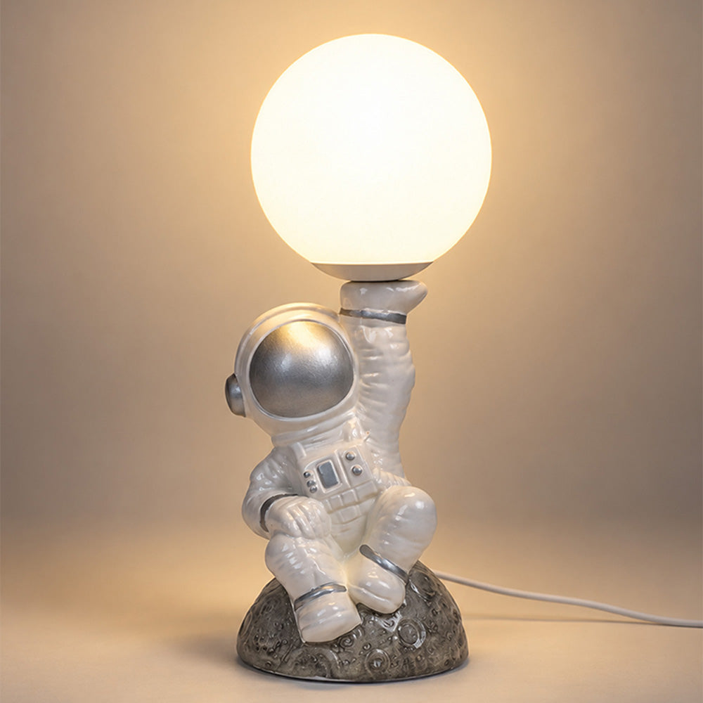 Little Surprise Box, Golden Astronaut Holding Moon, side Bed Table Lamp, Kids Room Decor