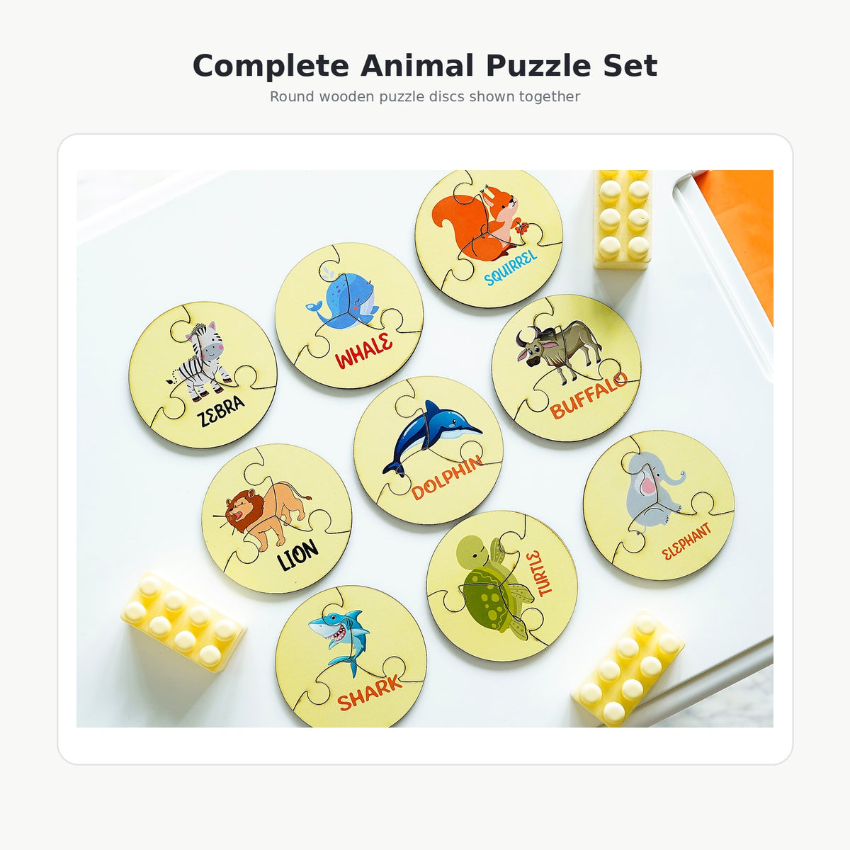 iLearnNGrow 27 Piece Round Animal Puzzle for Kids with Tin Storage Box