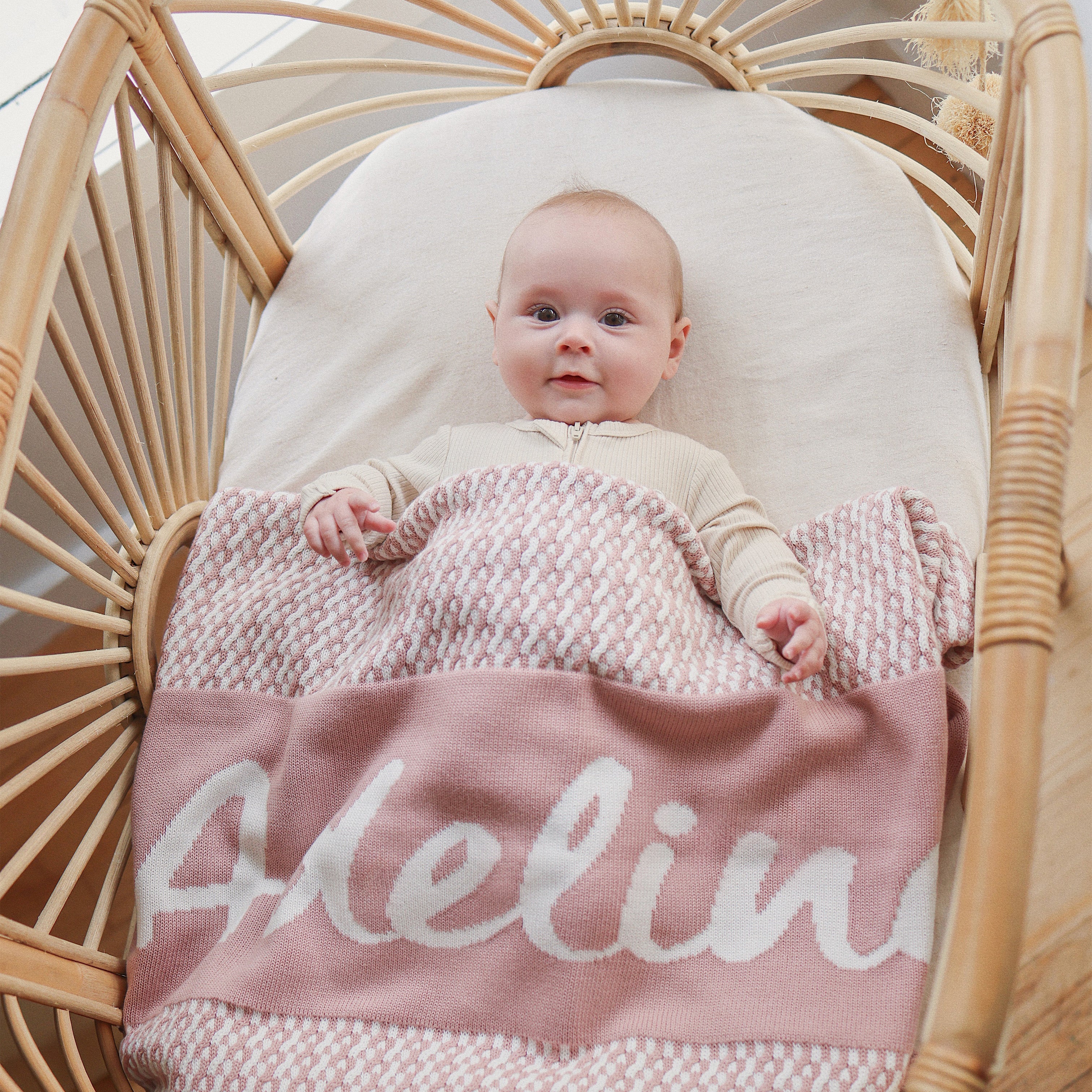 Personalised Name Blanket Collection - Namely Co - Herringbone - Ballet