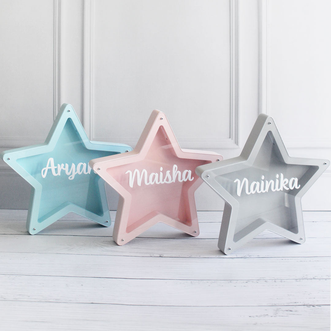 Personalized Star Piggy Bank - Pink - image 4