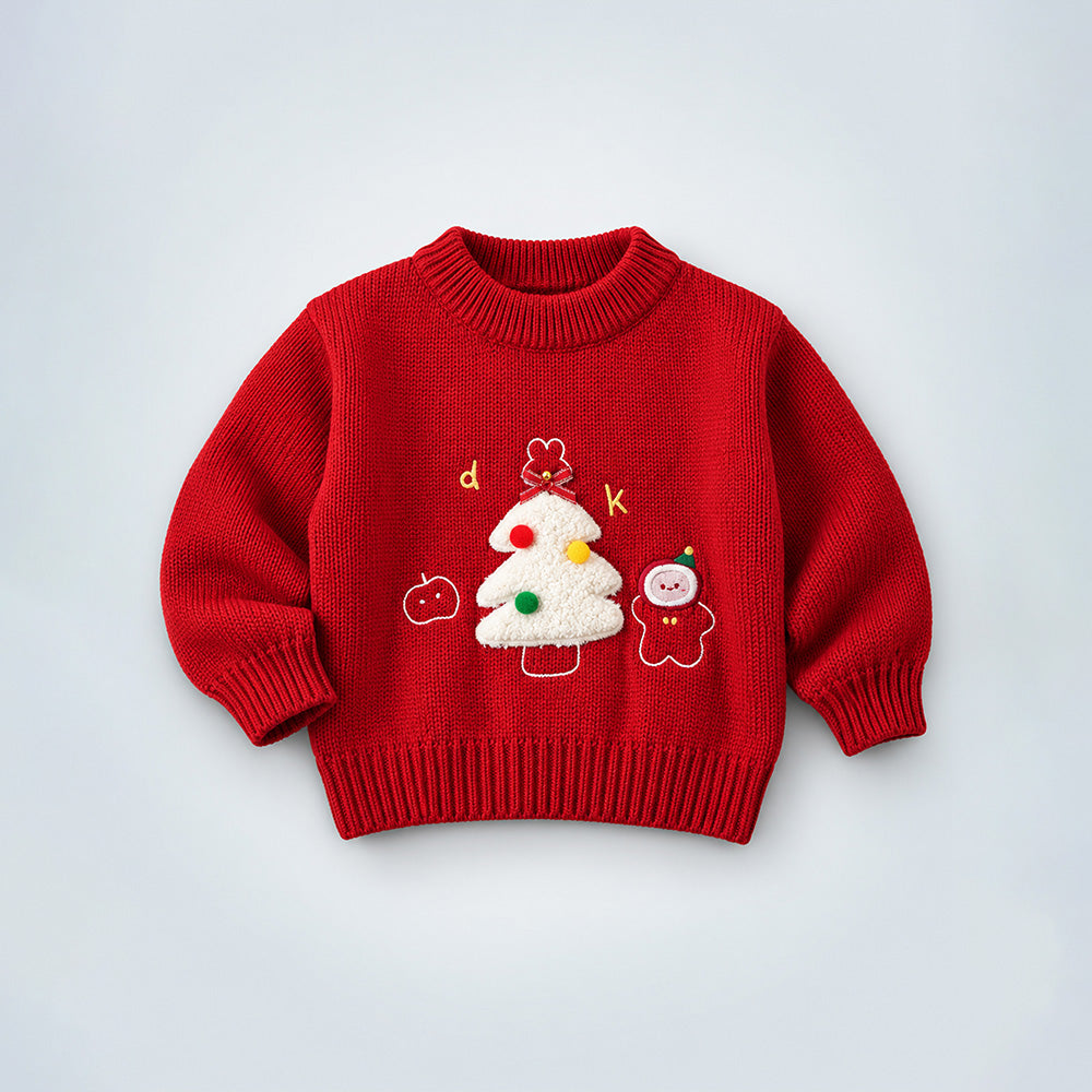 Little Surprise Box Christmas Tree & Santa Knitted Winter Cardigan for Kids