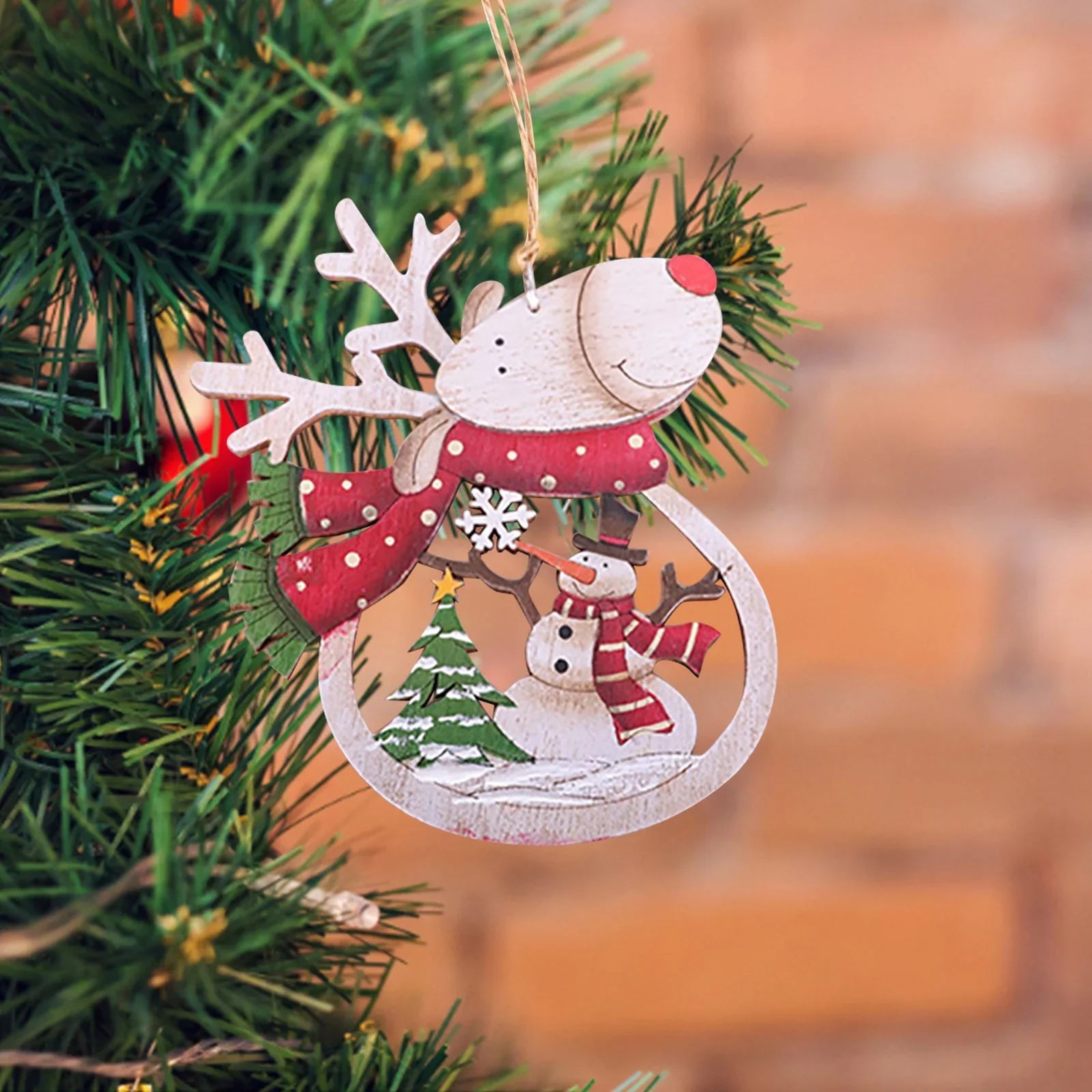 Rustic Rudolph Ornament - Snowman