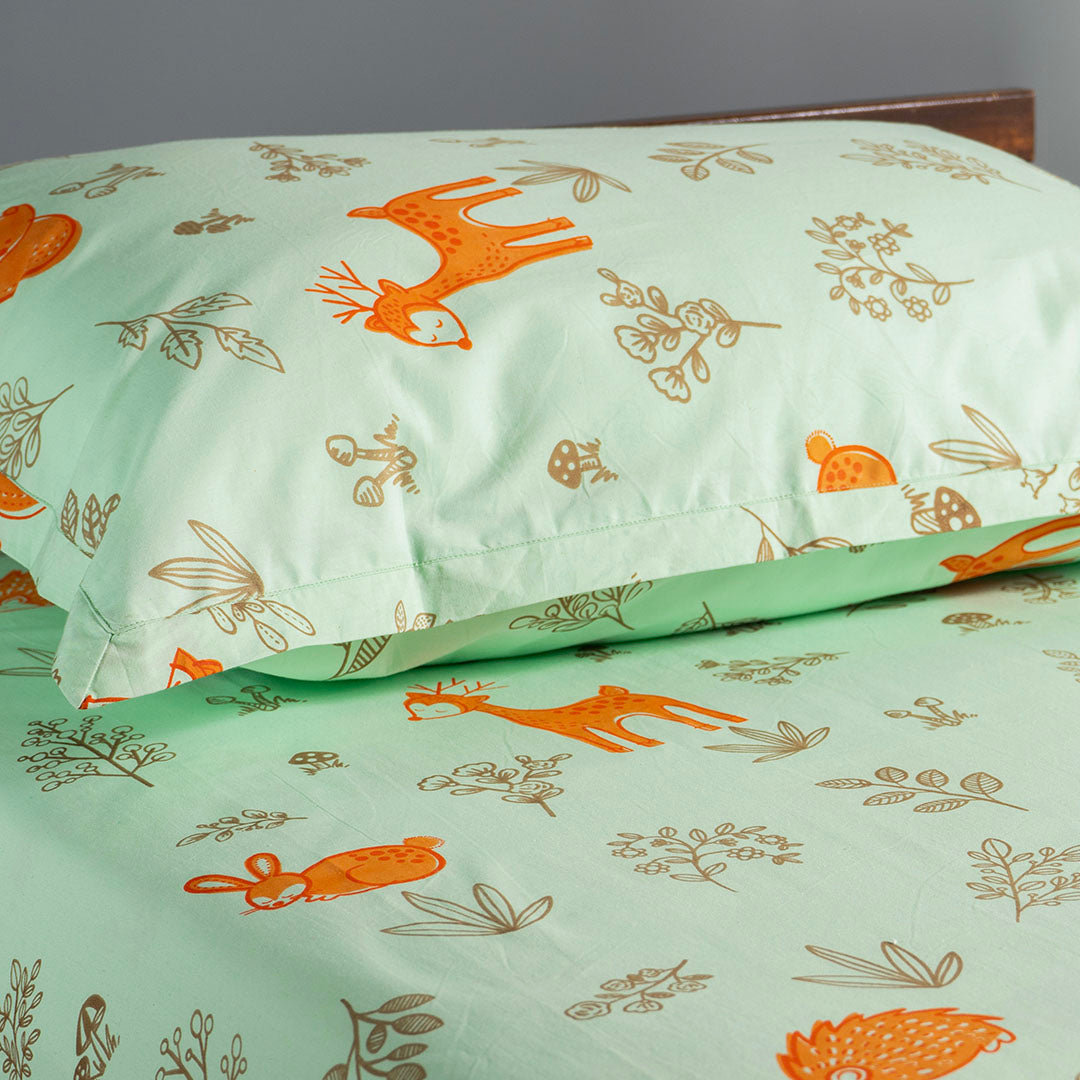 Gudgoodie Flat Crib Bedsheet - 100% Cotton Percale - Enchanted Forest