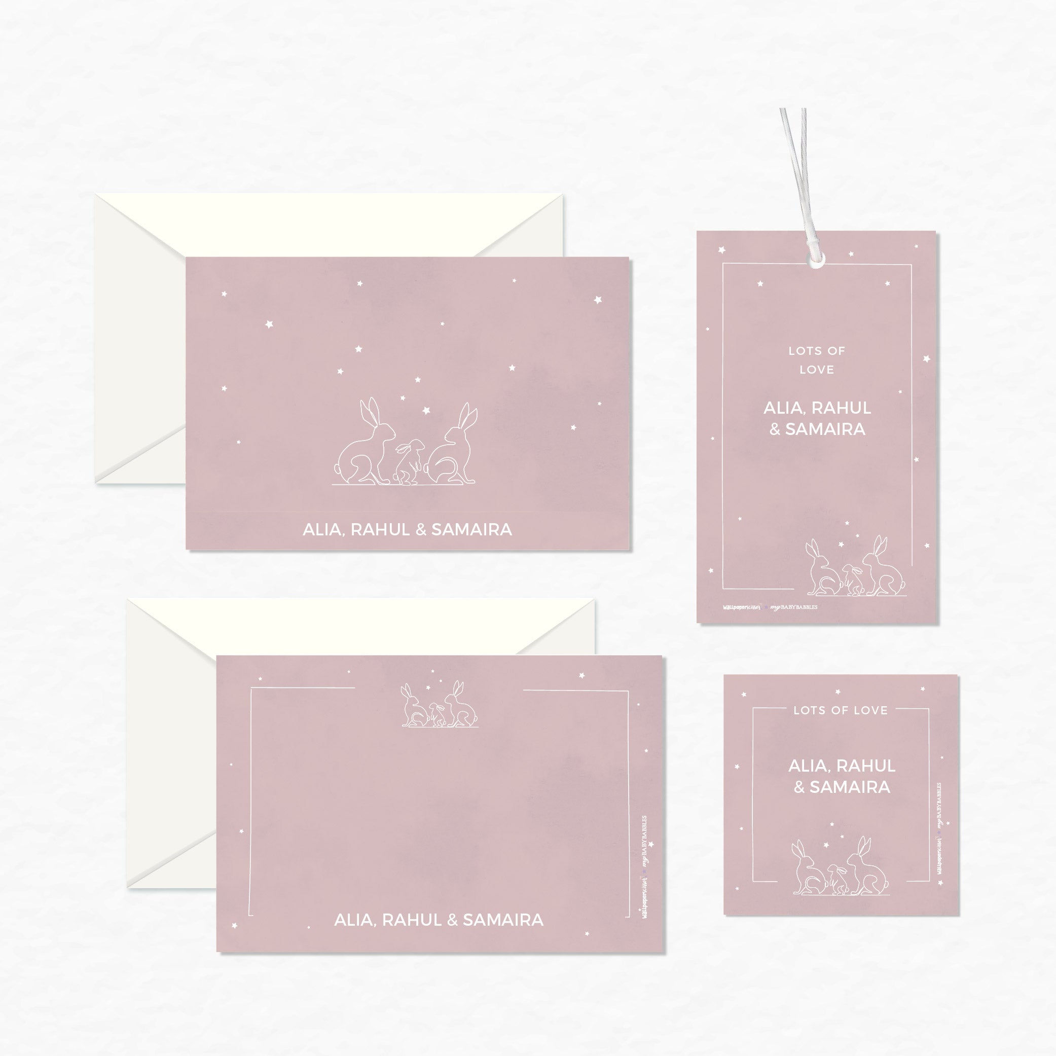Personalised Stationery Gift Set - Set of 24 or 48 <br> WallPaperScissor x My Baby Babbles Exclusive