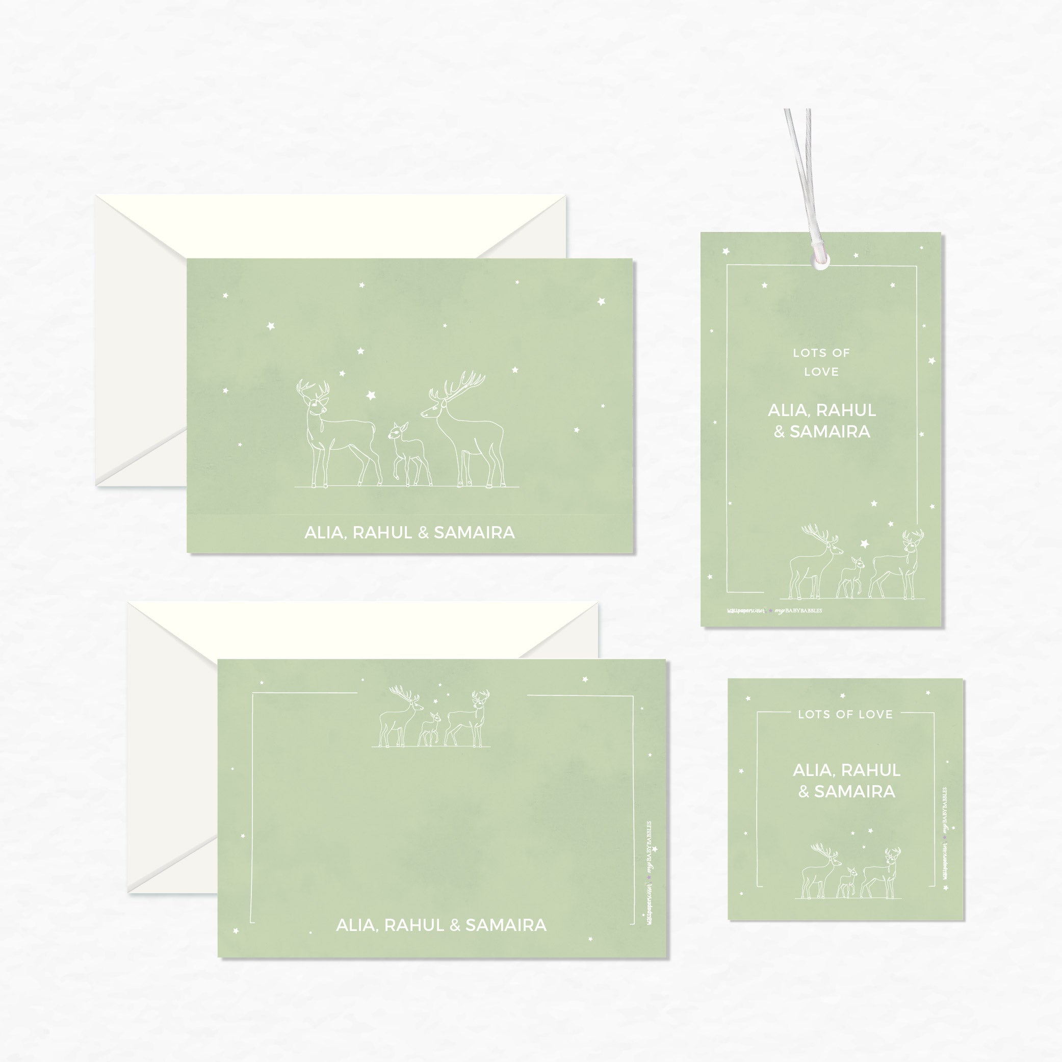 Personalised Stationery Gift Set - Set of 24 or 48 <br> WallPaperScissor x My Baby Babbles Exclusive