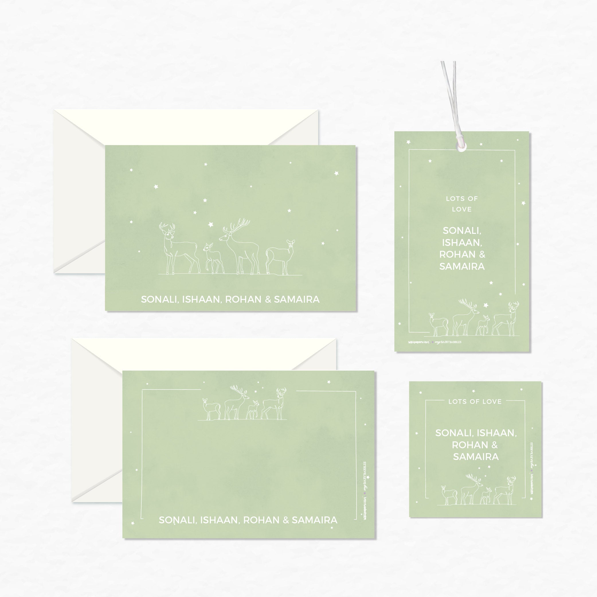 Personalised Stationery Gift Set - Set of 24 or 48 <br> WallPaperScissor x My Baby Babbles Exclusive