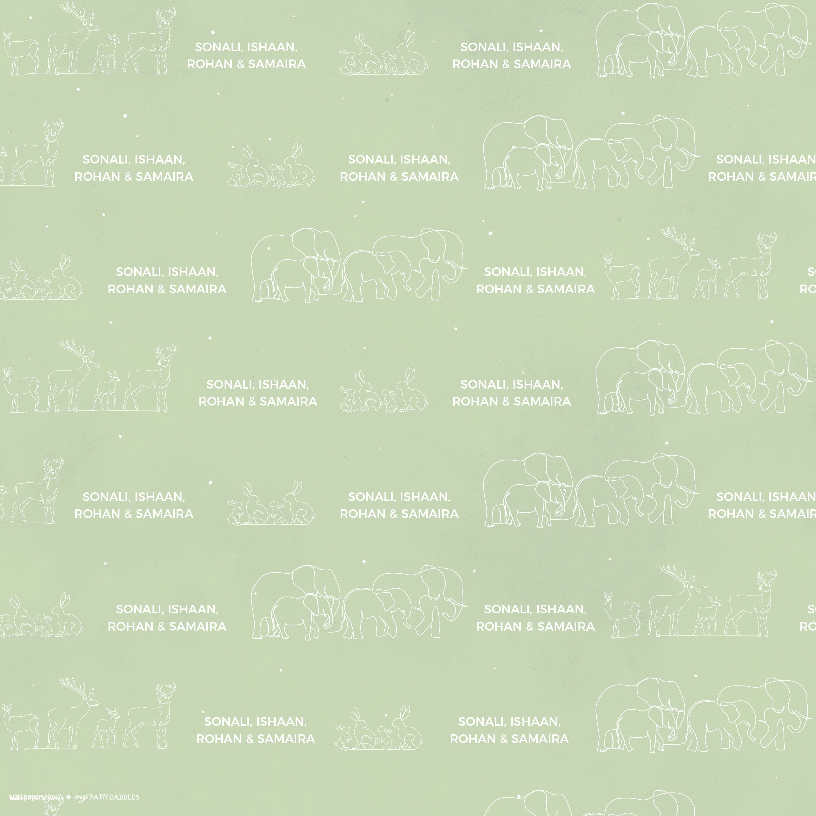 Personalised Wrapping Paper - Family of 4, Light Green <br> WallPaperScissor x My Baby Babbles Exclusive